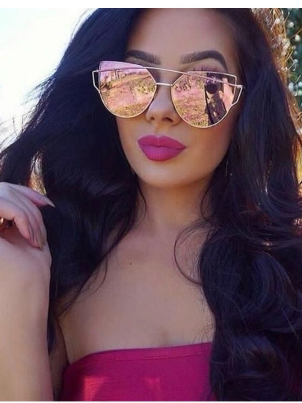 Rose Gold Mirrored Aviator Sunglasses - Women Accessories